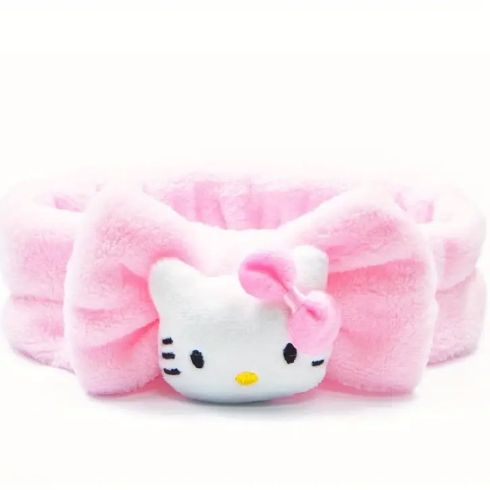 Sanrio Hello Kitty Plush Spa Headband. Soft Microfiber Fleece Hair Band
